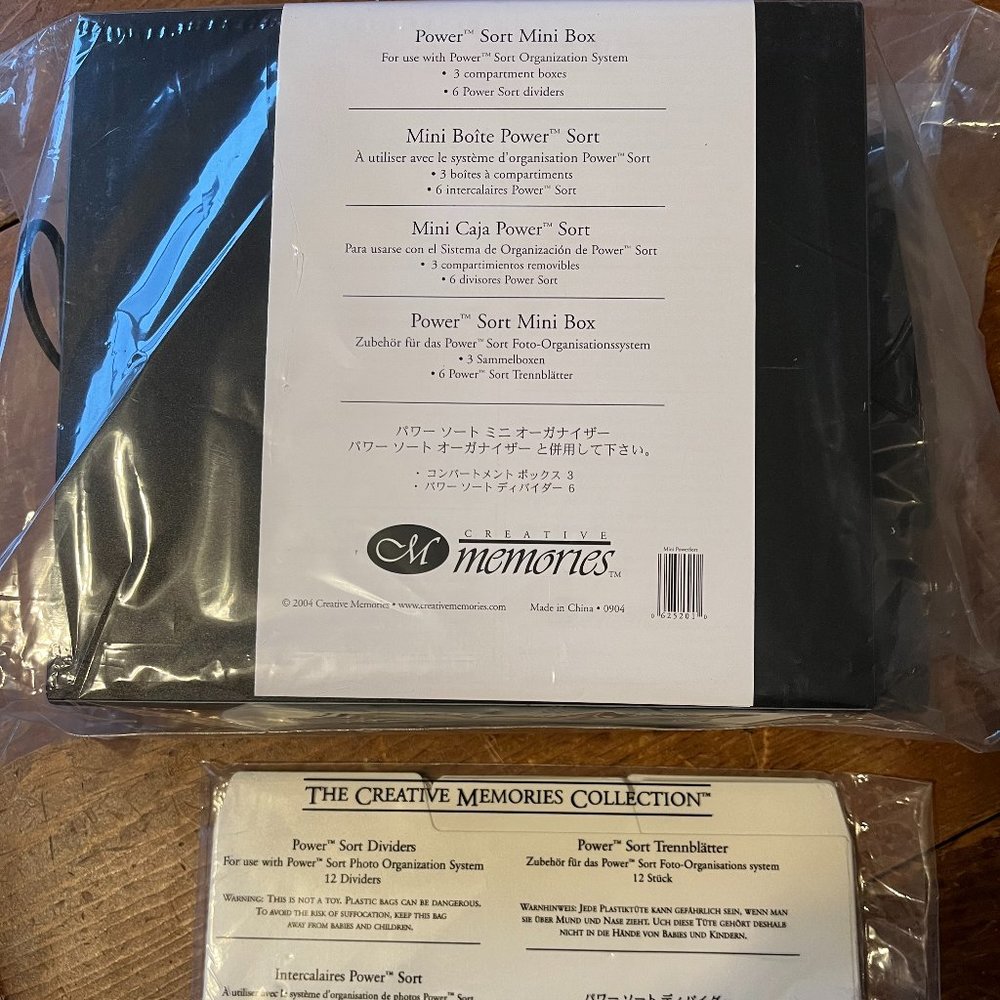 Creative Memories Power Sort Mini Box, Black, with dividers, New